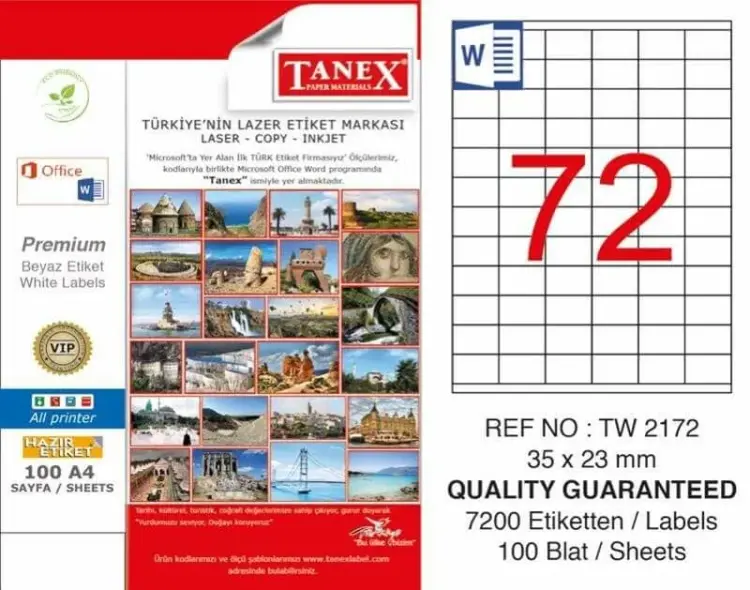 Tanex Lazer Etiket TW-2172 35x23 mm 100 Adet - 1