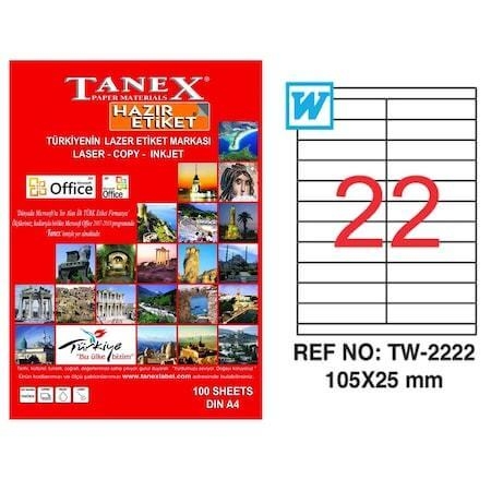 Tanex Lazer Etiket TW-2222 105x25 mm 100 Adet