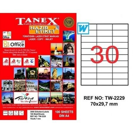 Tanex Lazer Etiket TW-2229 70x29.7 mm 100 Adet
