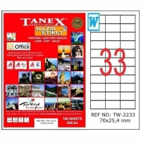 Tanex Lazer Etiket TW-2233 70x25.4 mm 100 Adet - Tanex