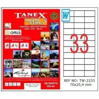 Tanex Lazer Etiket TW-2233 70x25.4 mm 100 Adet
