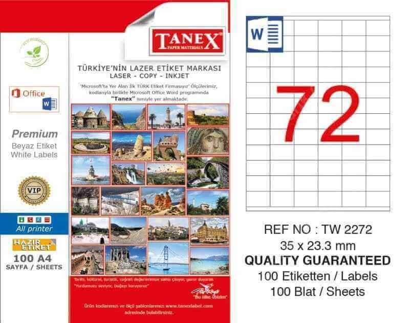 Tanex Lazer Etiket TW-2272 35x23.3 mm 100 Adet