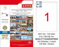 Tanex Lazer Etiket TW-2294 210x294.86 mm 100 Adet
