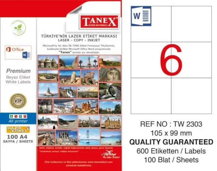 Tanex Lazer Etiket TW-2303 105x99 mm 100 Adet - 1