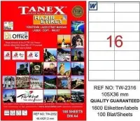 Tanex Lazer Etiket TW-2316 105x36 mm 100 Adet