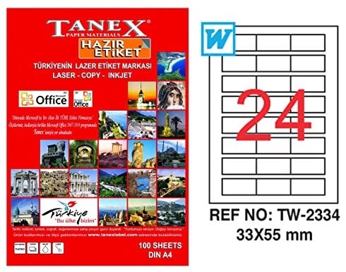 Tanex Lazer Etiket TW-2334 33x55 mm 100 Adet