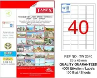 Tanex Lazer Etiket TW-2340 25x45 mm 100 Adet