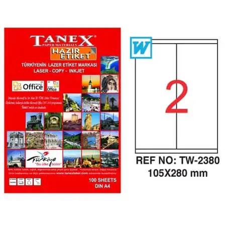 Tanex Lazer Etiket TW-2380 105x280 mm 100 Adet - 1