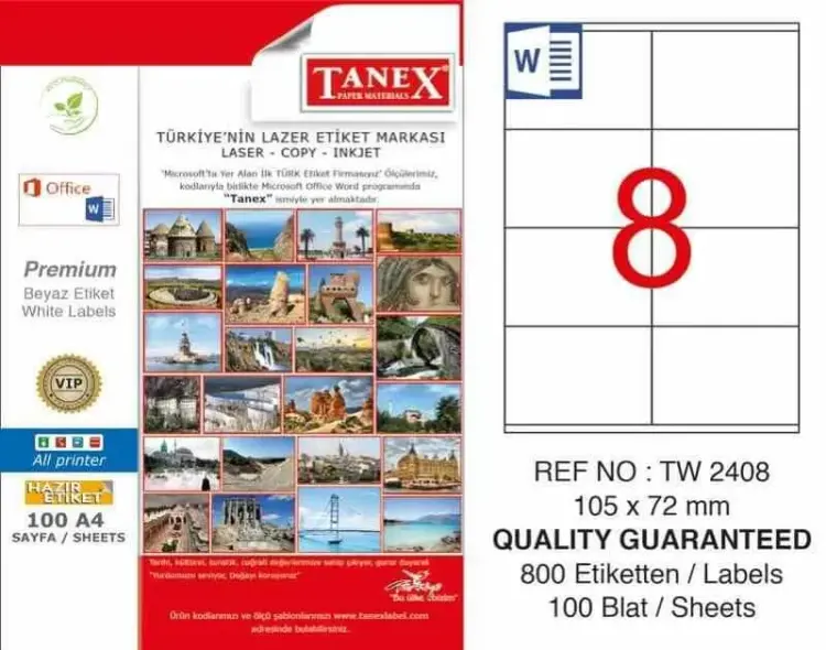 Tanex Lazer Etiket TW-2408 105x72 mm 100 Adet - 1