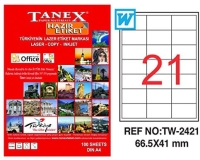 Tanex Lazer Etiket TW-2421 66.5x41 mm 100 Adet - 1