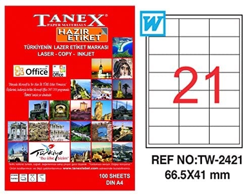 Tanex Lazer Etiket TW-2421 66.5x41 mm 100 Adet