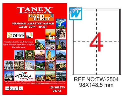 Tanex Lazer Etiket TW-2504 98x148.5 mm 100 Adet