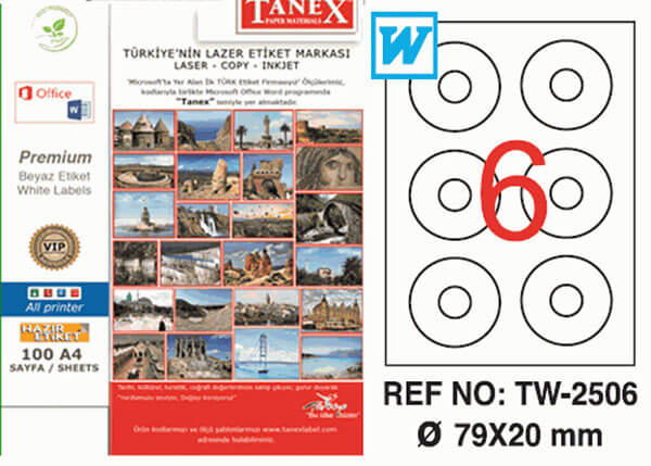 Tanex Lazer Etiket TW-2506 79x20 mm 100 Adet