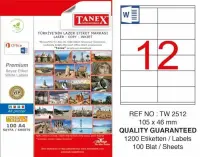 Tanex Lazer Etiket TW-2512 105x46 mm 100 Adet