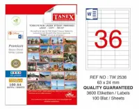 Tanex Lazer Etiket TW-2536 63x24 mm 100 Adet