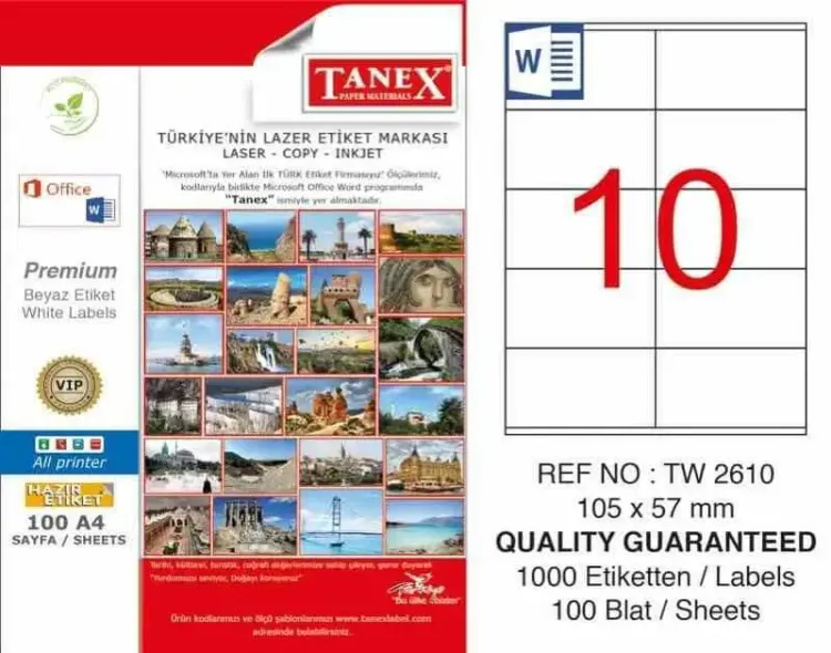 Tanex Lazer Etiket TW-2610 105x57 mm 100 Adet - 1