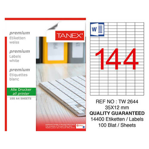 Tanex Lazer Etiket TW-2644 35x12 mm 100 Adet