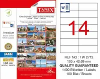 Tanex Lazer Etiket TW-2712 105x42.69 mm 100 Adet