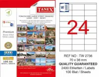 Tanex Lazer Etiket TW-2736 70x36 mm 100 Adet