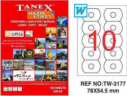 Tanex Lazer Etiket TW-3177 78x54.5 mm 100 Adet