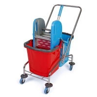 Üçtem Krom Taşıyıcı Çift Kovalı Presli Temizlik Arabası 25 Lt - Üçtem