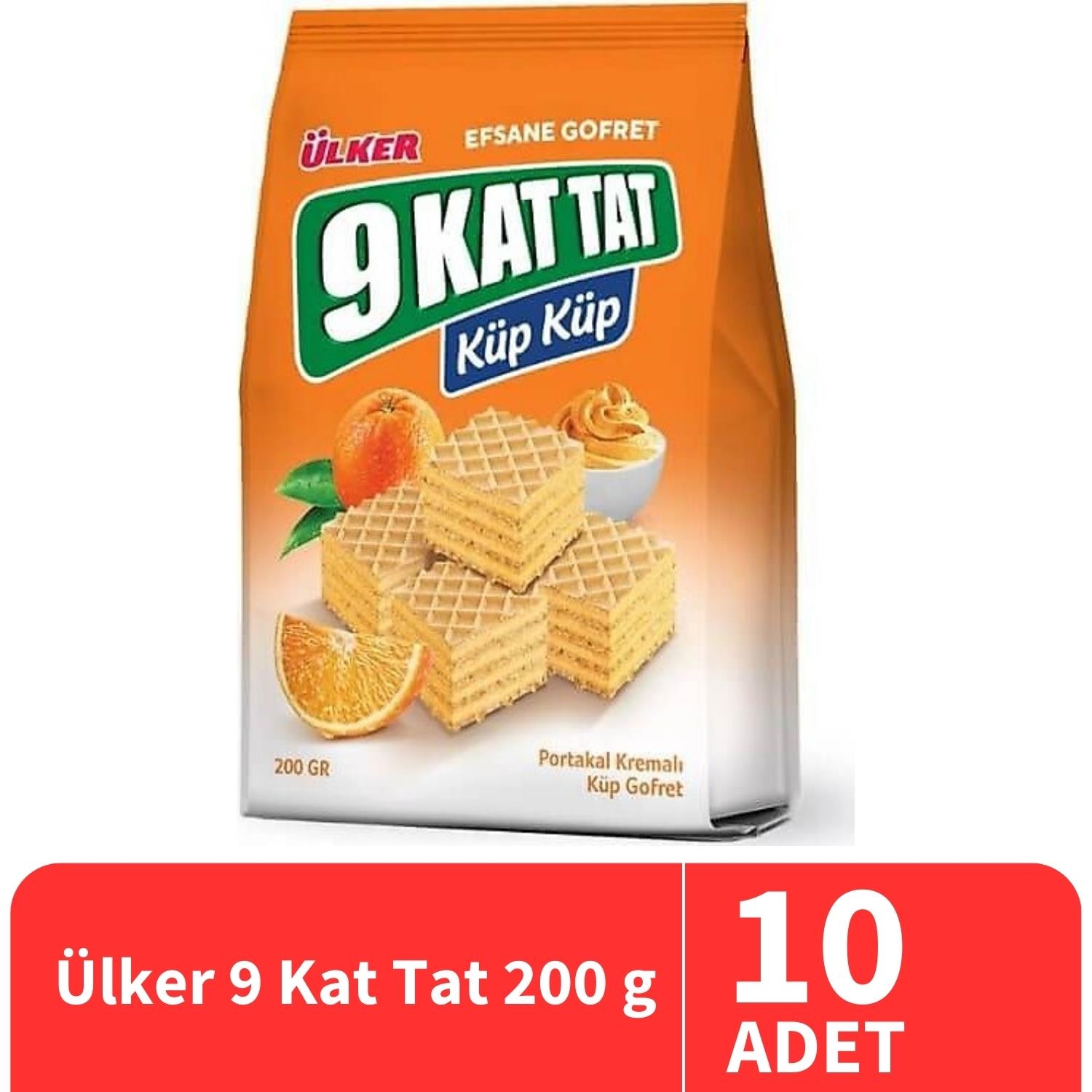 Ülker 9 Kat Tat Portakallı Küp Gofret 200 Gr 10 Adet