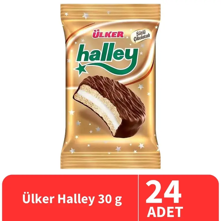 Ülker Halley Çikolata Kaplı Bisküvi 30 Gr 24 Adet - 1
