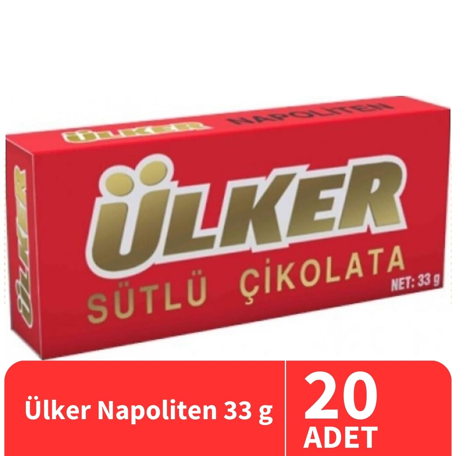 Ülker Napoliten Sütlü Çikolata 33 Gr 20 Adet