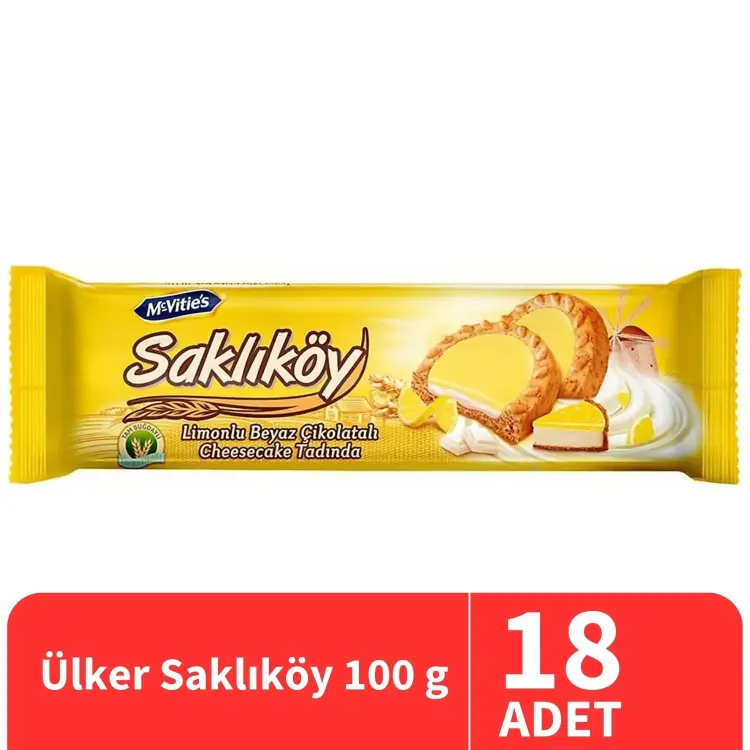 Ülker Saklıköy Limon Kremalı Cheesecake Bisküvi 100 Gr 18 Adet - 1